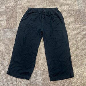 Splendid Pants Medium Linen Blend Wide Leg Black Cropped Lightweight.